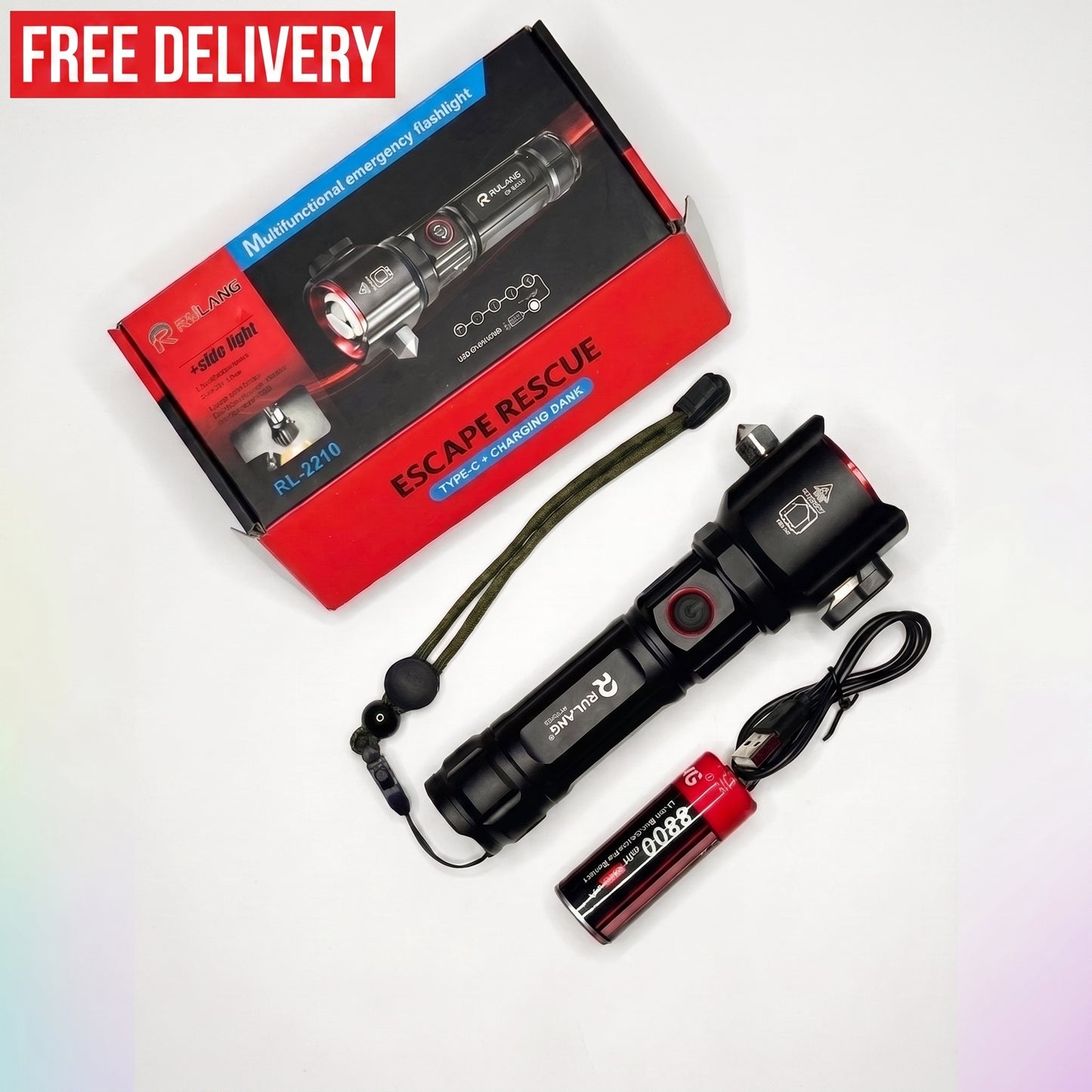 5-in-1 Tactical Multi-Functional Emergency Flashlight
